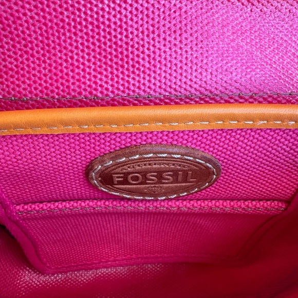 FOSSIL Austin Small Flap Pink Canvas Crossbody Bag - Picture 2 of 14
